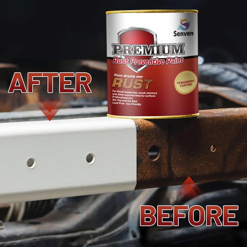 SENVEN Rust-Stop and Corrosion Permanently Rust Preventive Coating Anti-Rust Automotive Rust Reformer for Metal & Seal, Rust Converter Non-Porous Protective Barrier High Gloss White Metallic Paint 35 Fl Oz - Image 2